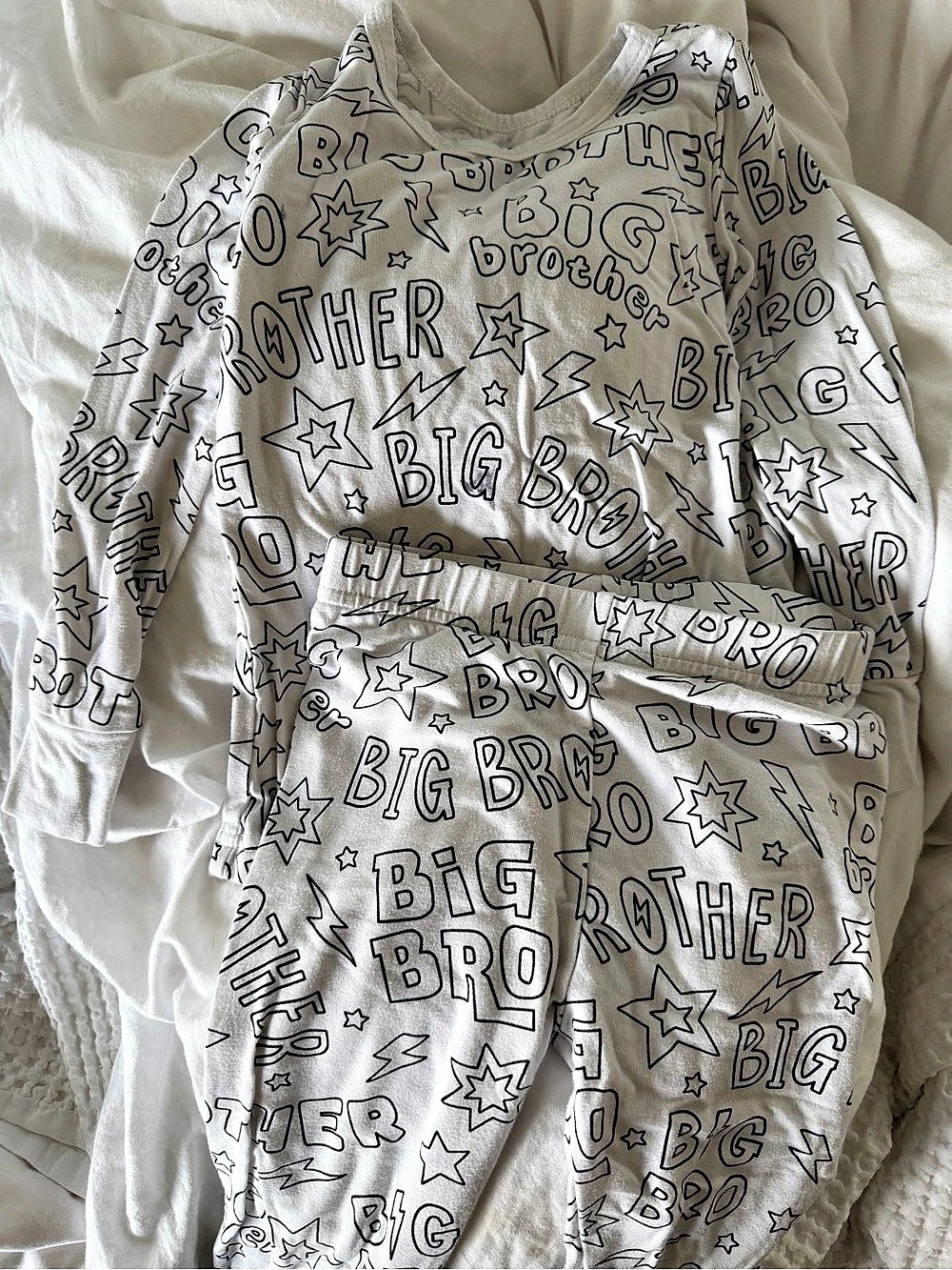 Caden Lane Big Bro Colorable Pajamas Boys Size 3T Pajama Set Like New